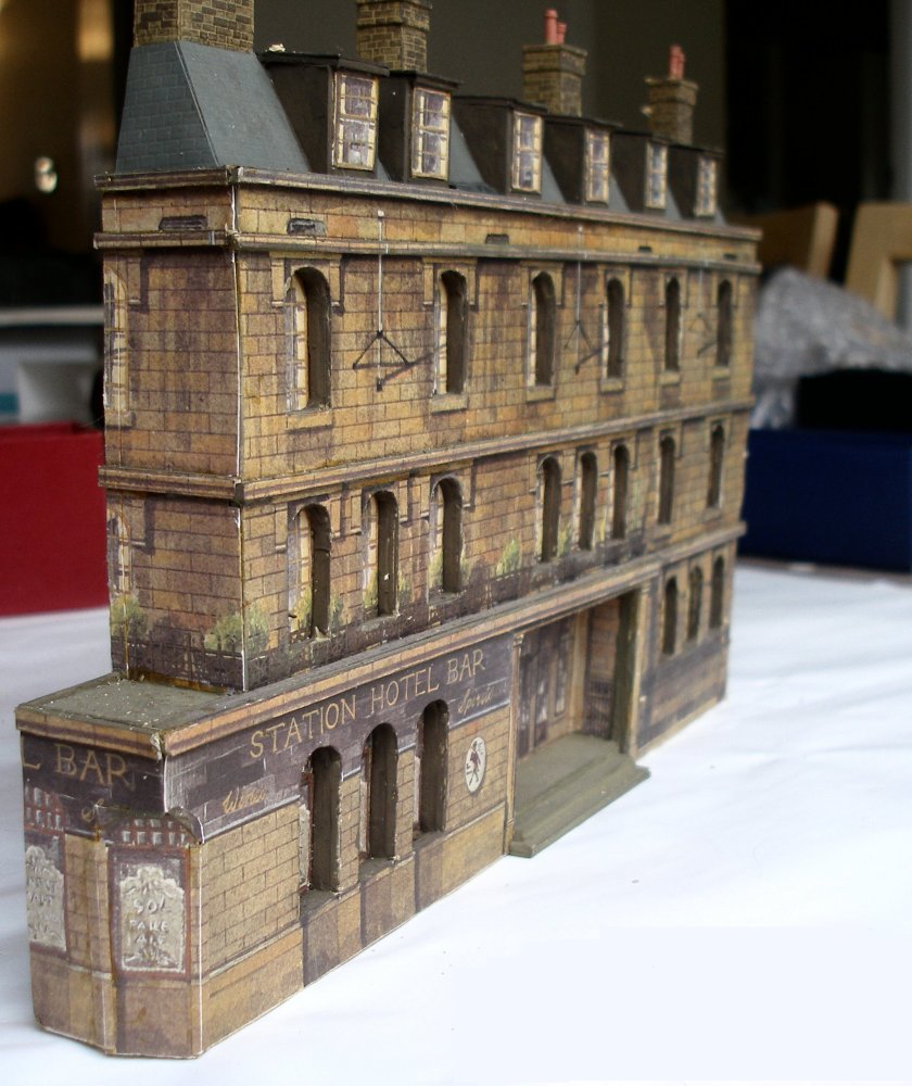 Townscene Station Hotel reworked as a low-relief model