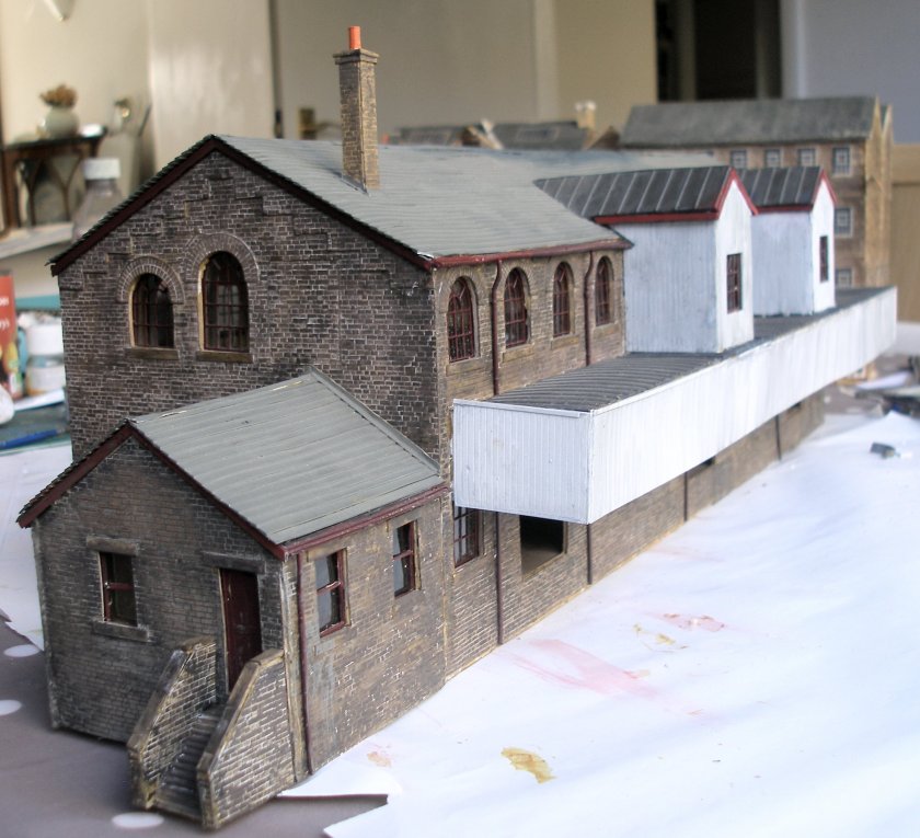 Howarth goods shed 4mm scale. Canopy side three quarters view