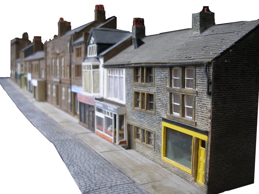 Burnley Road, Todmorden shops in 4mm scale