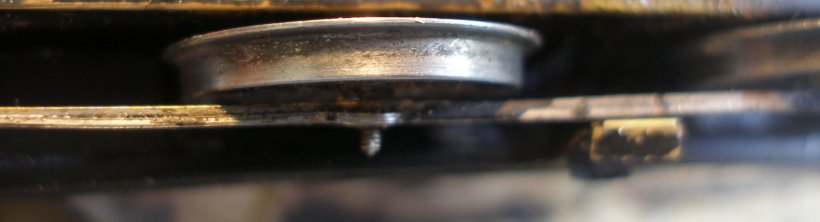 Uninsulated alloy (unplated) Romford driving wheel showing the dirt picked up 