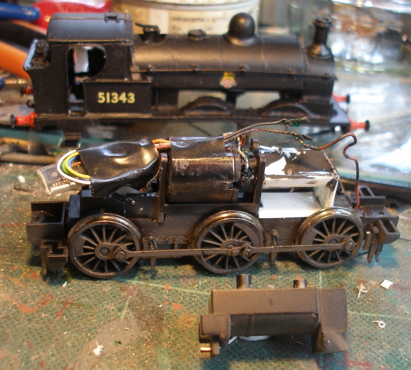 LYR Aspinall Class 23 0-6-0 tank conversion using a Bachmann Pannier tank chassis showing the construction and placing of a false boiler section on the front section of the chassis using 15mm diameter plastic water piping.