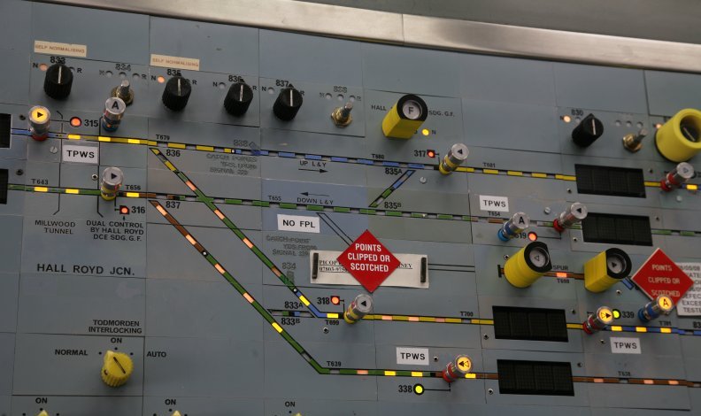 Section from Preston Power Signal Box showing Hall Royd Junction, and 'Engineer's Siding points both clipped out of use 2013