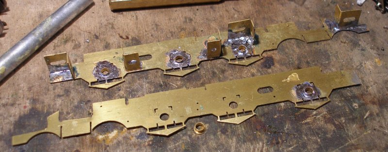 The top hat bearings are soldered into the frames.