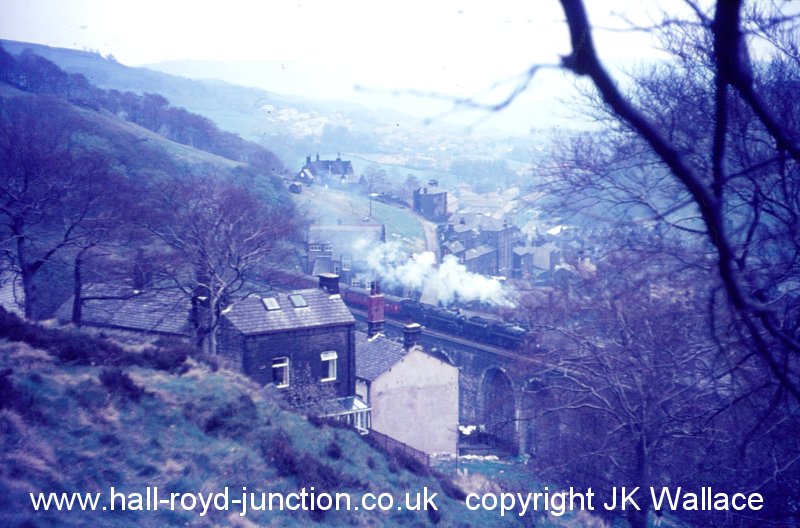 Two BR Standard Class 5 work a End of Steam excursion towards Copy Pit in 1968.