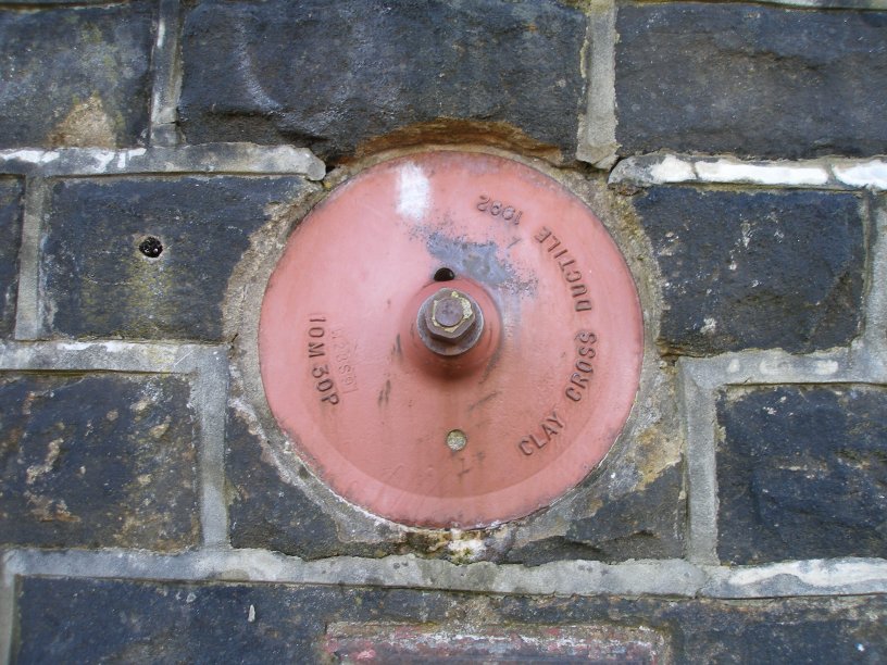 Stansfield Hall footbridge field survey 22 March 2014 showing strengthening plate dated 1992