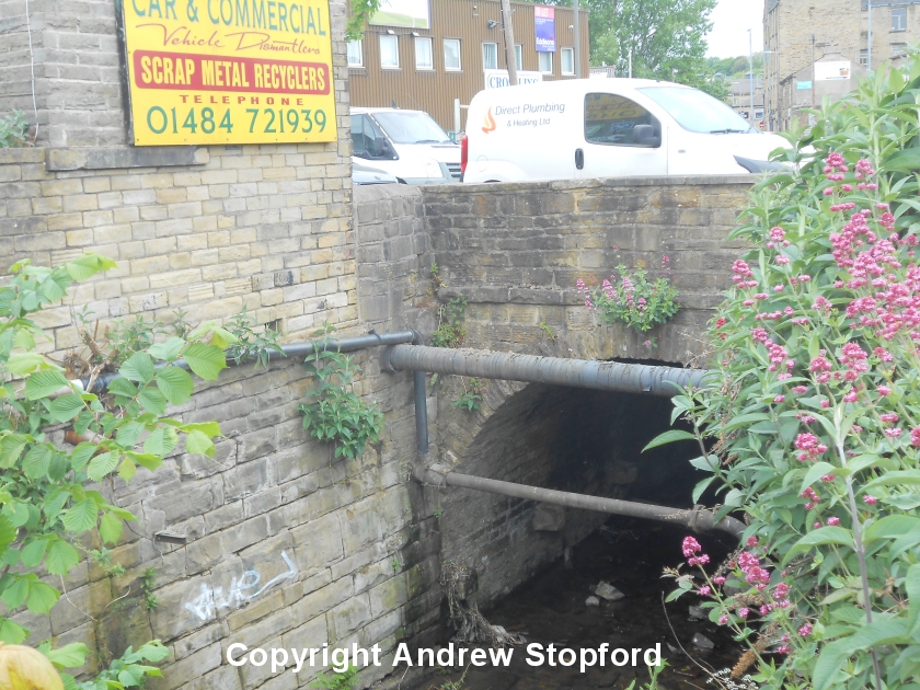 Brighouse Gas Works Clifton Tramway entrance showing bridge over Thornhill Beck