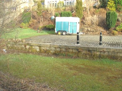 Todmorden Railway Station: westwards Old goods shed platform behind Platform 2 on 19 April 2013