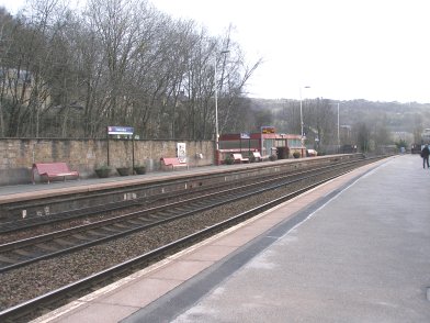 Todmorden Railway Station: Platform 2 taken from Platform 1 looking easttwards on 19 April 2013