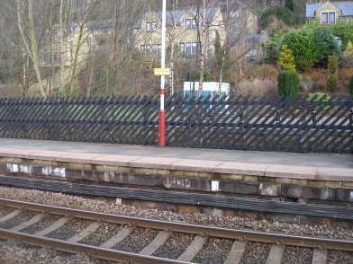 Todmorden Railway Station: section of Platform 2 taken from Platform 1 looking eastwards on 19 April 2013
