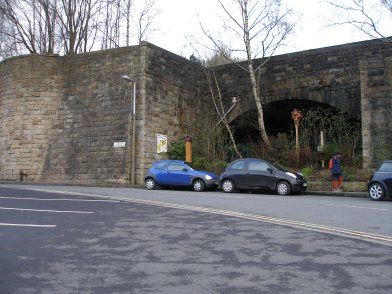 Todmorden Railway Station: Retaining wall under platform 1: section 10 moving eastwards on 19 April 2013