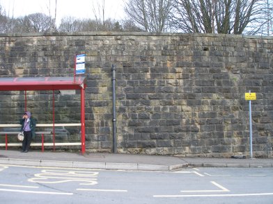 Todmorden Railway Station: Retaining wall under platform 1: section 2 moving eastwards on 19 April 2013