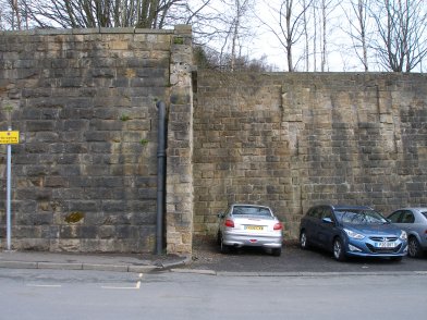 Todmorden Railway Station: Retaining wall under platform 1: section 4 moving eastwards on 19 April 2013