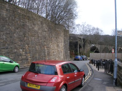 Todmorden Railway Station: Retaining wall under platform 1: section 8 moving eastwards on 19 April 2013