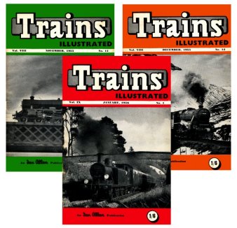 Trains Illustrated magazine covers: November 1955, December 1955 and January 1956
