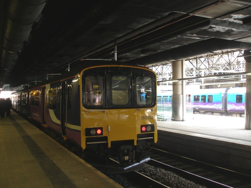 Manchester Victoria Railway Station 11 April 2015 on the occasion of a guided tour organised by the Lancashire & Yorkshire Railway Society: Southport train on platform 6