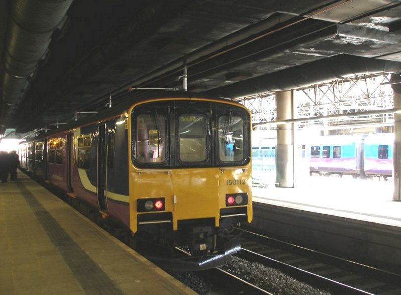 Manceshester Victoria 'Now' shot of Southport train on Platform 6 as captured on 11 April 2015.