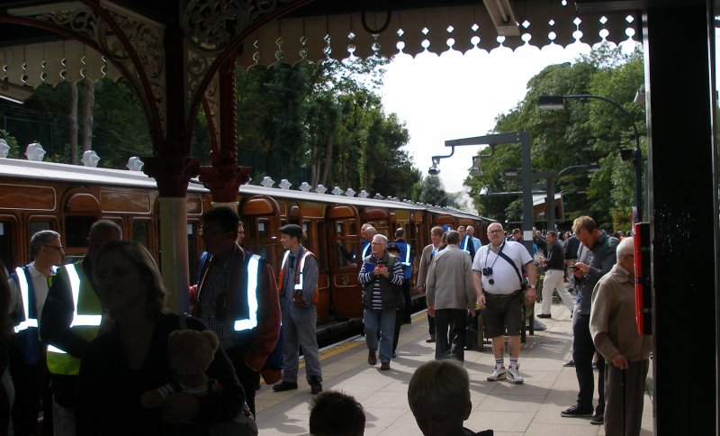 The Bluebell Railway's Chesham set stands at Chesham Station, 13 September 2015.