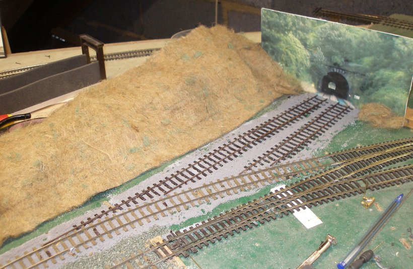 Hall Royd Junction diorama illusion, as seen close up, showing how track has been laid to create the illusion of distance