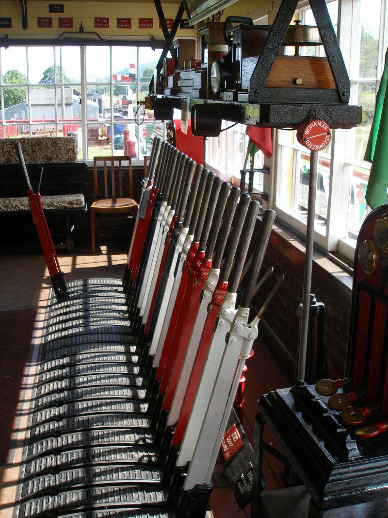 Llanuwchllyn Signal Box 16 July 2015: lever frame