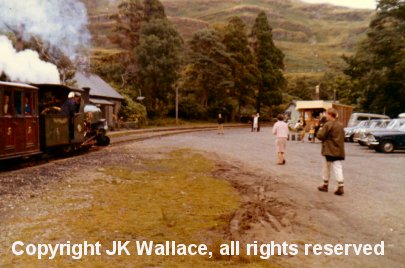 Linda running into Tan-y-Bwlch station on the Festiniog Railway Sunday 31 July 1966