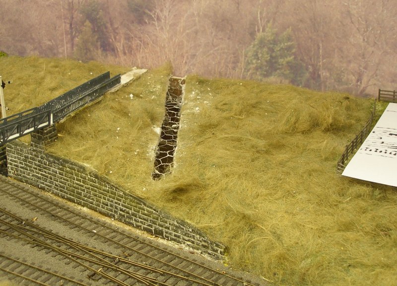 A trench was cut through the Modroc scenery.