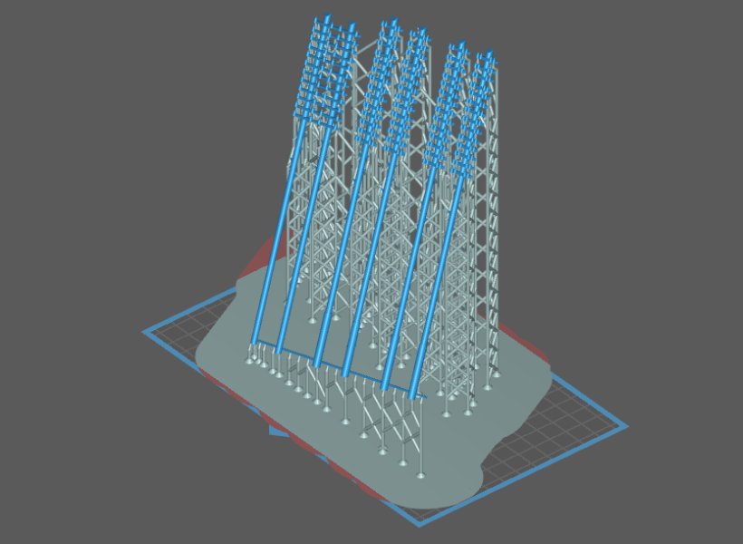 Calder Valley telegraph poles orientated vertically in the Chitubox slicer