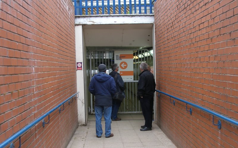 Gated entrance to Blackburn Station on 17 May 2015.