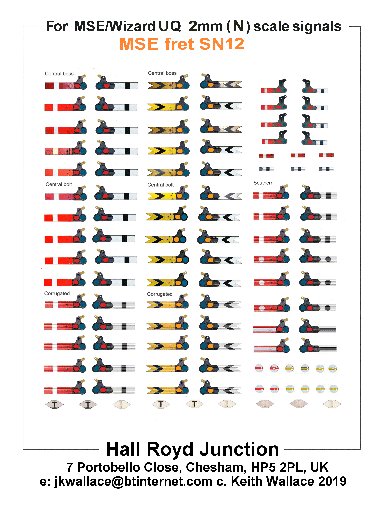 2mm N scale Waterslide transfers for BR/LMS/Southern/LNER upper quadrant semaphore signal arms containing home and distant arms, shunting and calling arms, and track circuit and telephone plates.